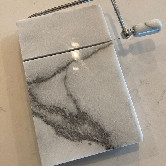 Classic Gray/White 8" x 5" Italian Marble Cheese Slicer - Picture 4 of 7